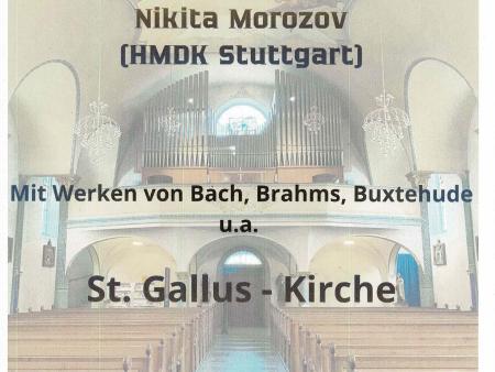 Orgelkonzert mit Nikita Morosov in der Kirche Steinebrunn 